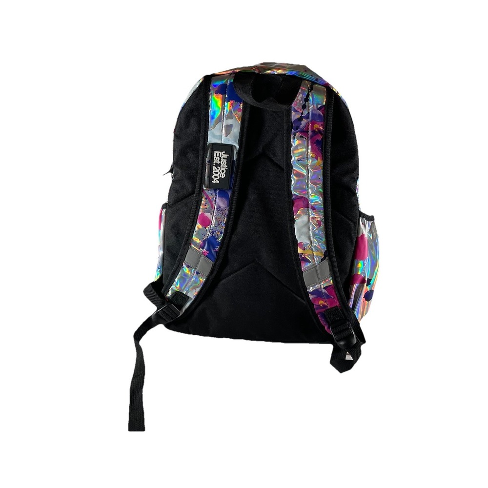 Justice Holographic Paint Splatter Backpack Girls School Bag Est. 2004 Exclusive - Picture 3 of 6